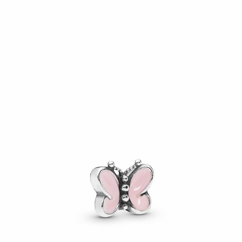 Pandora Pink Butterflies Petite Charm Ireland - Sterling Silver/Enamel/Pink - 312490BWV